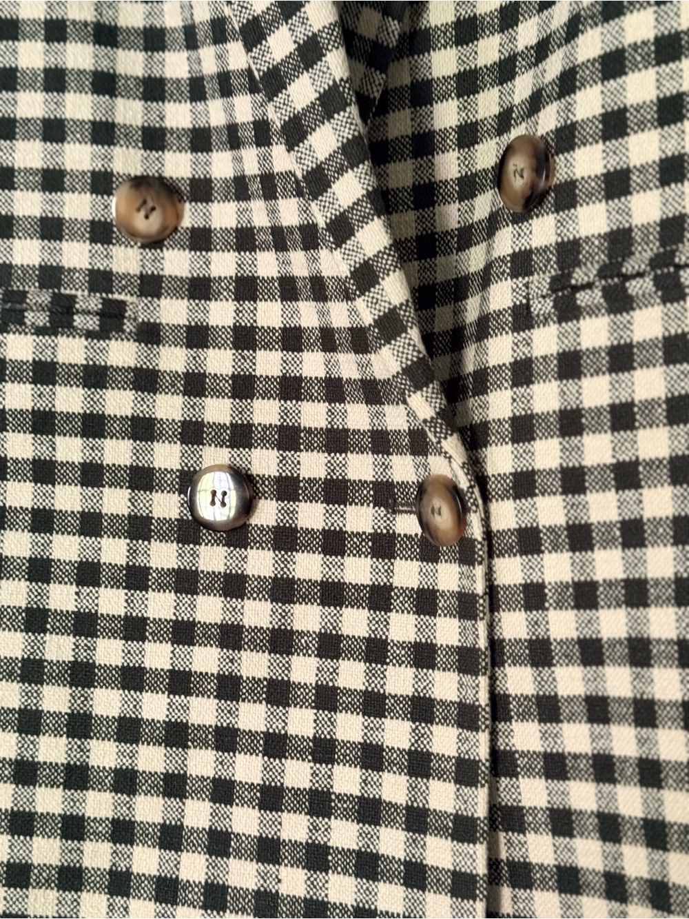 🌿NWT - Sezane Chelsea Gingham Blazer in Ecru & Khaki - size US 4 - Picture 7 of 11